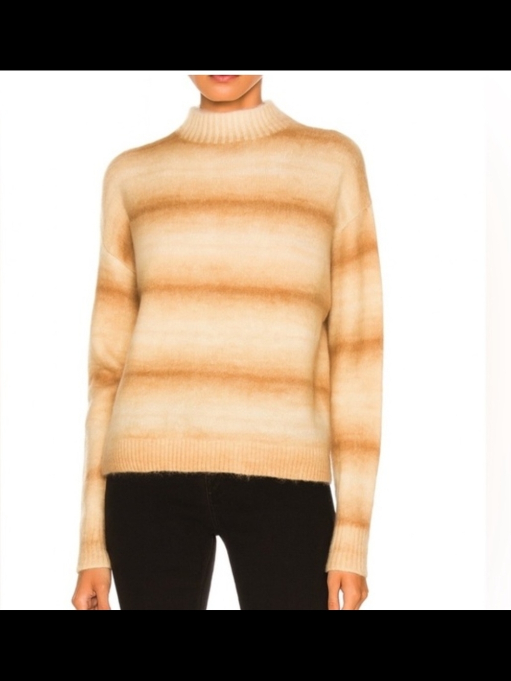 Acne Studio Sweater Size XS Ombré Stripe Mohair Wool Yellow Brown Butterscotch